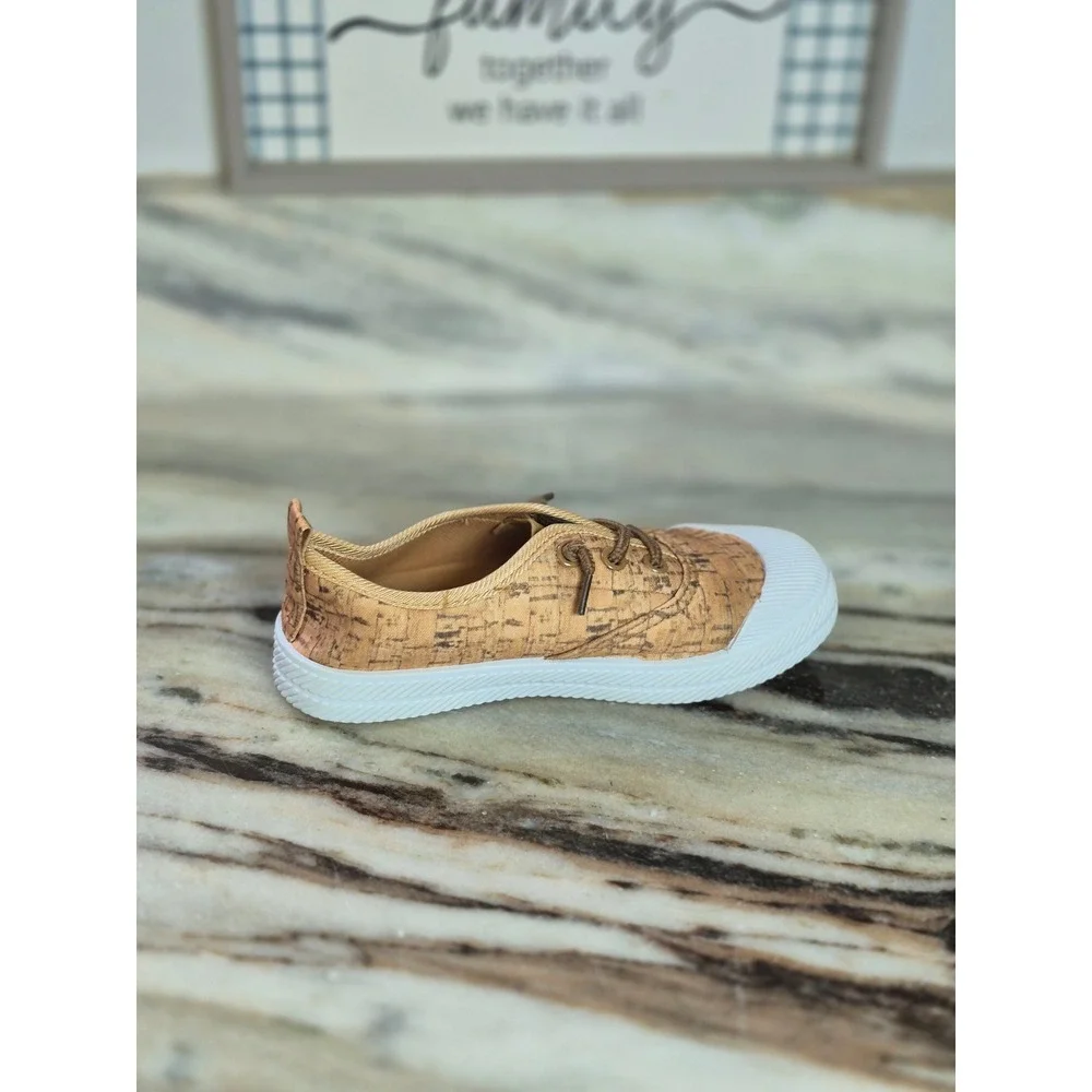Pipperdoodles Kids‎ Cork Print Low Top Sneakers Tan White Size 13 Toddler Earthy